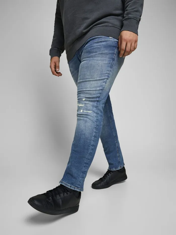 Jeans JACK and JONES Mens GLENN ORG PLUS SIZE SLIM FIT JEANS Blue Blue Denim