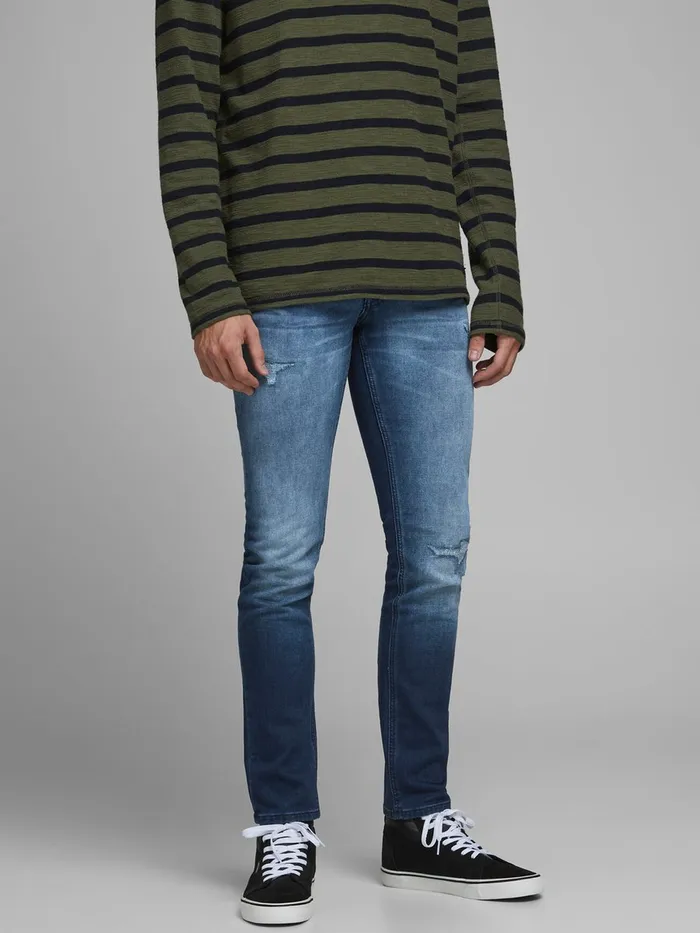 Jeans JACK and JONES Mens GLENN ORIGINAL GE 007 INDIGO KNIT SLIM FIT JEANS Blue Blue Denim Jeans JACK and JONES Mens GLENN ORIGINAL GE 007 INDIGO KNIT SLIM FIT JEANS Blue Blue Denim