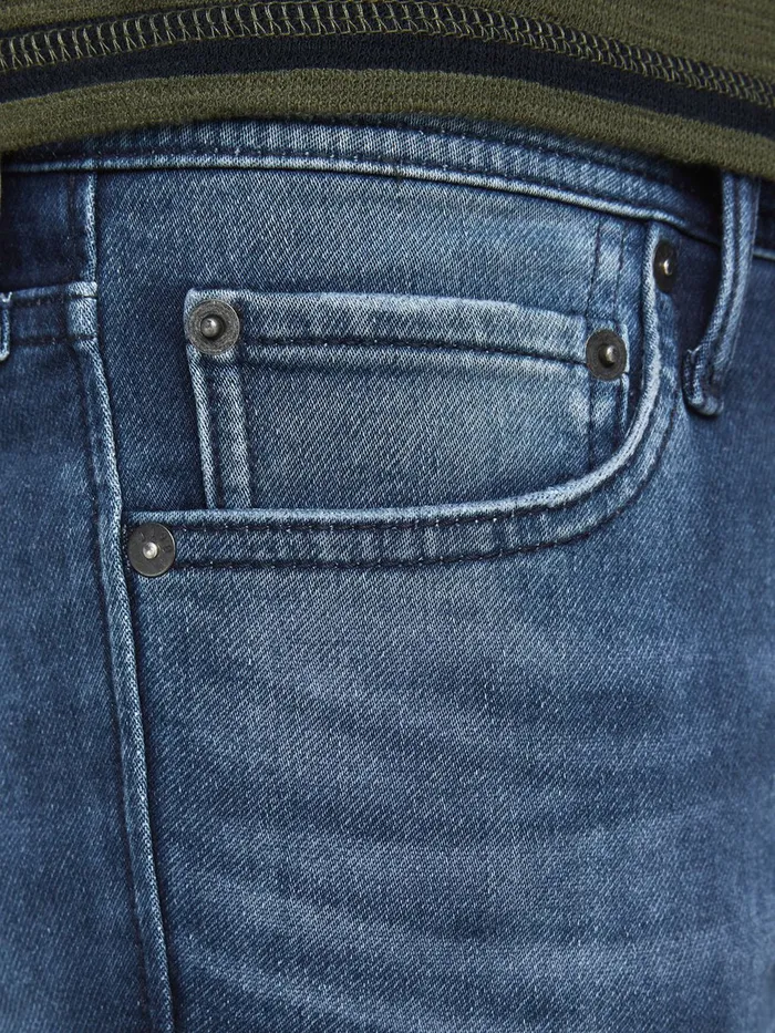 Jeans JACK and JONES Mens GLENN ORIGINAL GE 007 INDIGO KNIT SLIM FIT JEANS Blue Blue Denim