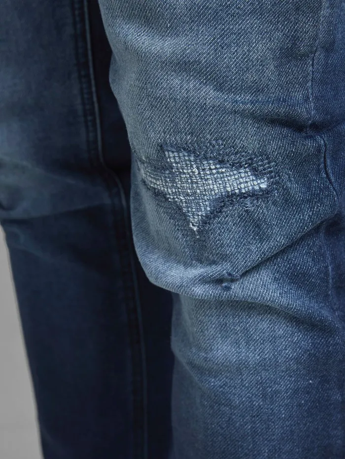 Jeans JACK and JONES Mens GLENN ORIGINAL GE 007 INDIGO KNIT SLIM FIT JEANS Blue Blue Denim