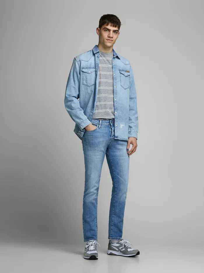 Jeans JACK and JONES Mens TIM ICON AM 967 50SPS SLIMSTRAIGHT FIT JEANS Blue Blue Denim