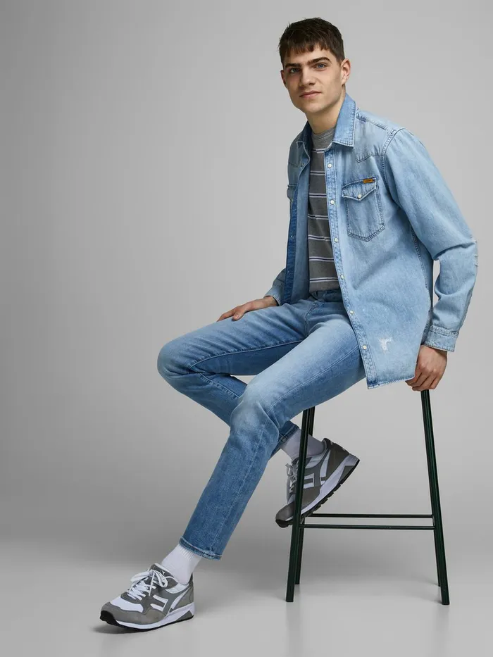 Jeans JACK and JONES Mens TIM ICON AM 967 50SPS SLIMSTRAIGHT FIT JEANS Blue Blue Denim