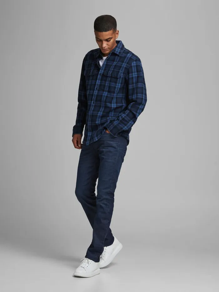 Jeans JACK and JONES Mens TIM ICON JJ 265 SLIMSTRAIGHT FIT JEANS Blue Blue Denim