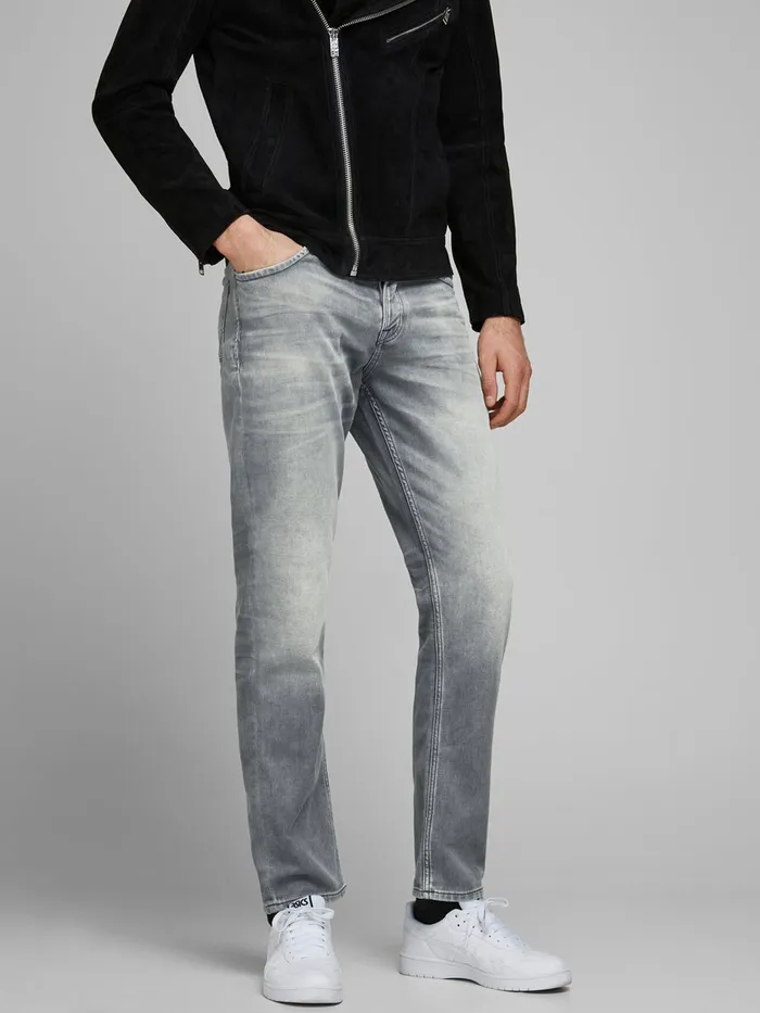 Jeans JACK and JONES Mens TIM LEON GE 067 INDIGO KNIT SLIMSTRAIGHT FIT JEANS Grey Grey Denim Jeans JACK and JONES Mens TIM LEON GE 067 INDIGO KNIT SLIMSTRAIGHT FIT JEANS Grey Grey Denim