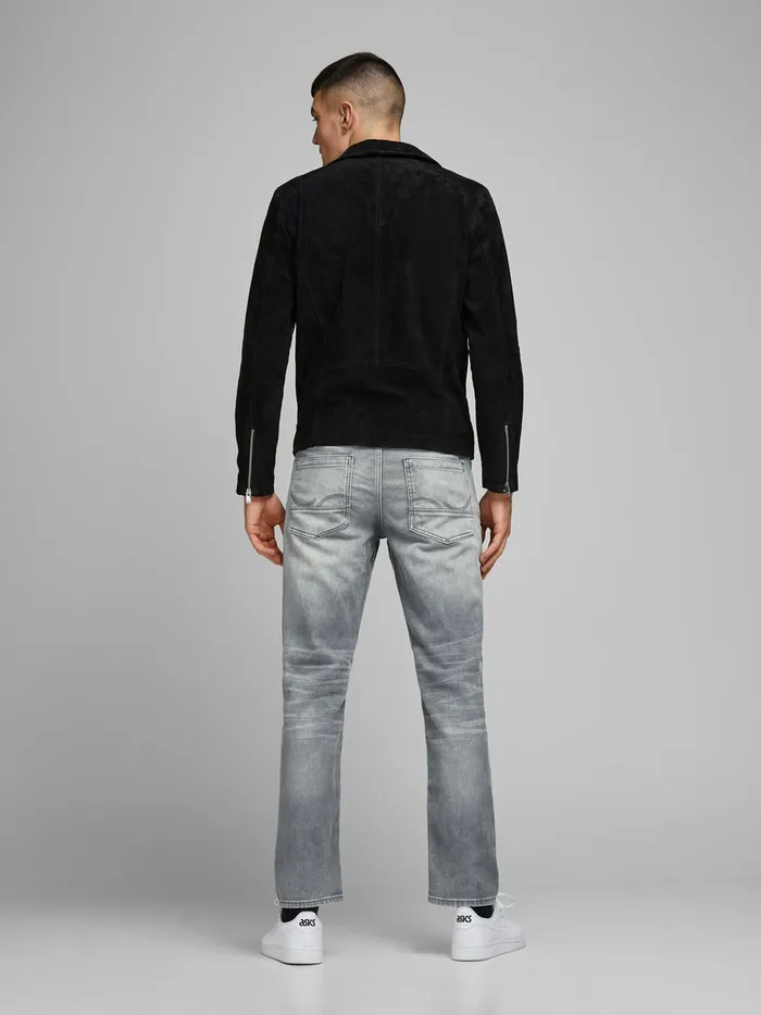 Jeans JACK and JONES Mens TIM LEON GE 067 INDIGO KNIT SLIMSTRAIGHT FIT JEANS Grey Grey Denim