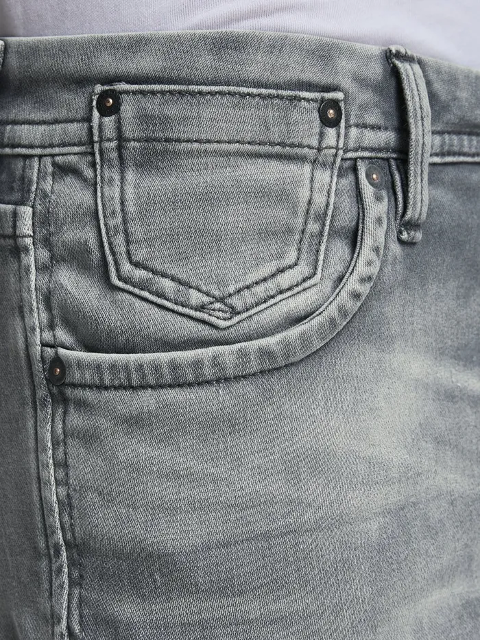Jeans JACK and JONES Mens TIM LEON GE 067 INDIGO KNIT SLIMSTRAIGHT FIT JEANS Grey Grey Denim