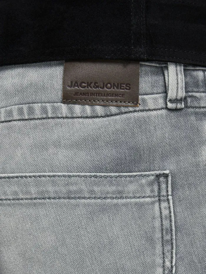 Jeans JACK and JONES Mens TIM LEON GE 067 INDIGO KNIT SLIMSTRAIGHT FIT JEANS Grey Grey Denim