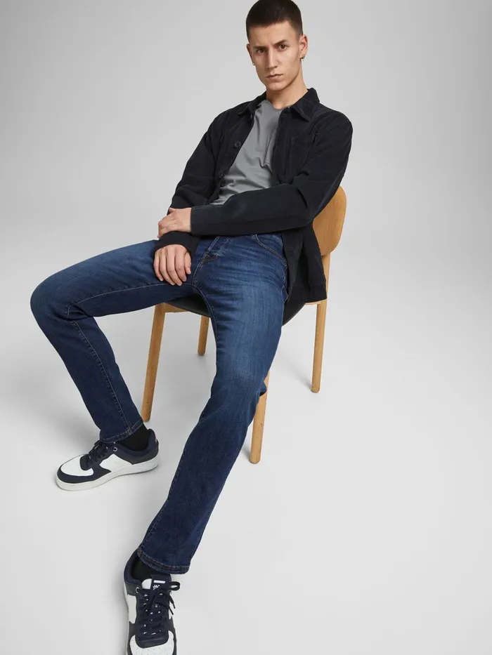 Jeans JACK and JONES Mens TIM VINTAGE AM 605 SLIMSTRAIGHT FIT JEANS Blue Blue Denim