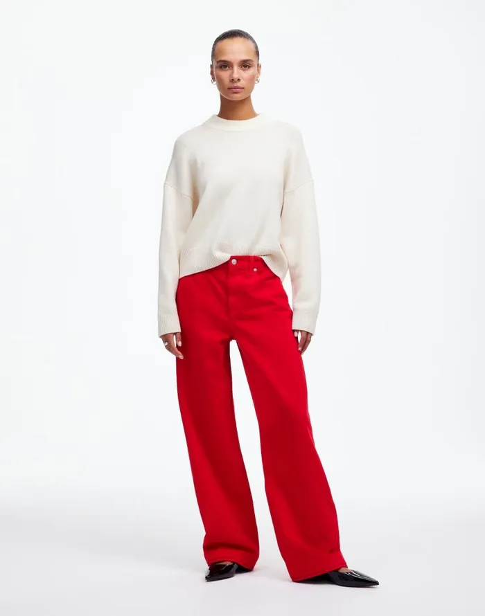 Jeans Women Madewell LowSlung Baggy Jeans Bright Cherry