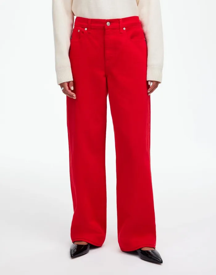 Jeans Women Madewell LowSlung Baggy Jeans Bright Cherry
