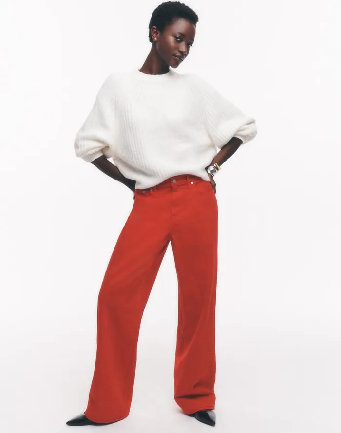 Jeans Women Madewell LowSlung Baggy Jeans Bright Cherry
