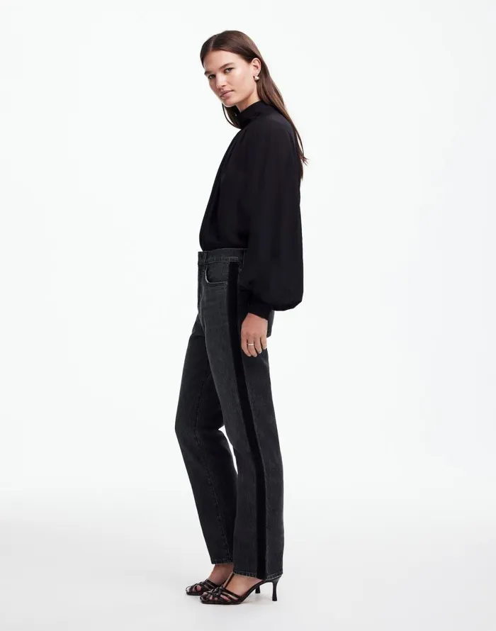 Jeans Women Madewell The 03990s Straight Jean In Rojas Wash Tux Stripe Edition Rojas Wash