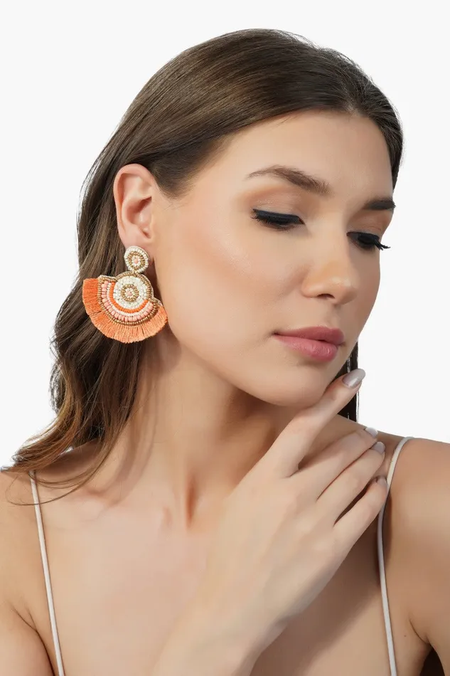 Jewelry Peach Parfait Embellished Earrings 8211 America and Beyond Women