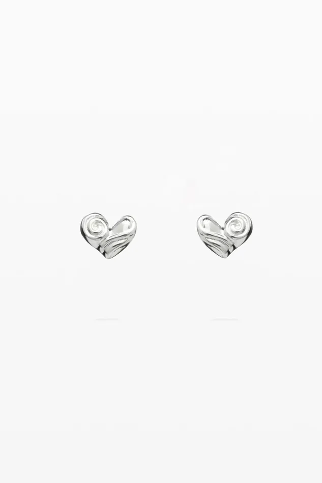 Jewelry Women Desigual Zalio Silverplated Heart Stud Earrings Black