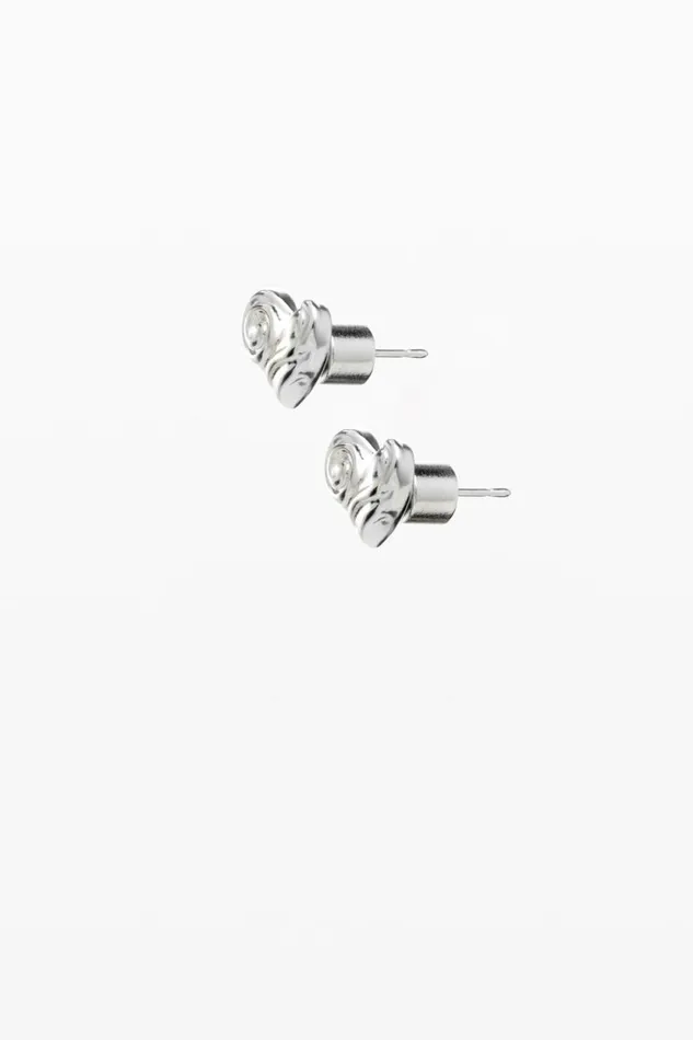Jewelry Women Desigual Zalio Silverplated Heart Stud Earrings Black