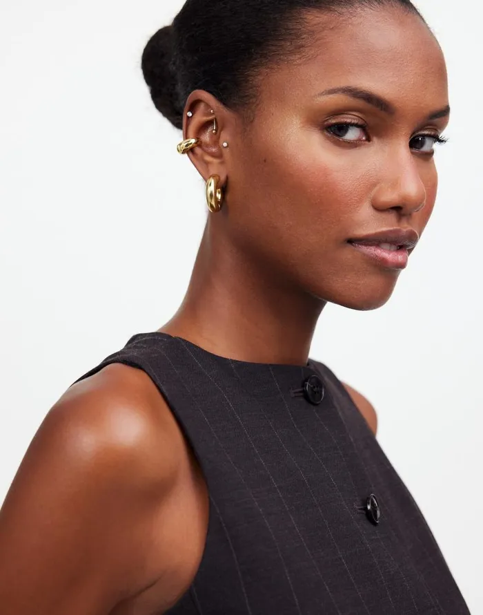 Jewelry Women Madewell Chunky Donut Small Hoop Earrings Vintage Gold