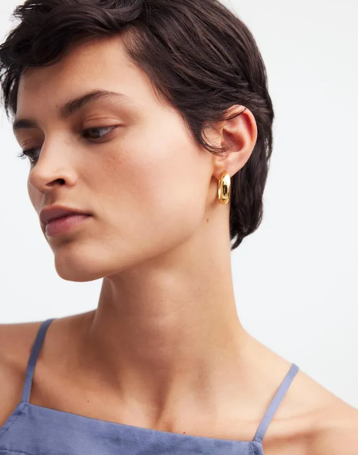 Jewelry Women Madewell DemiFine Chunky Medium Hoop Earrings 14k Gold