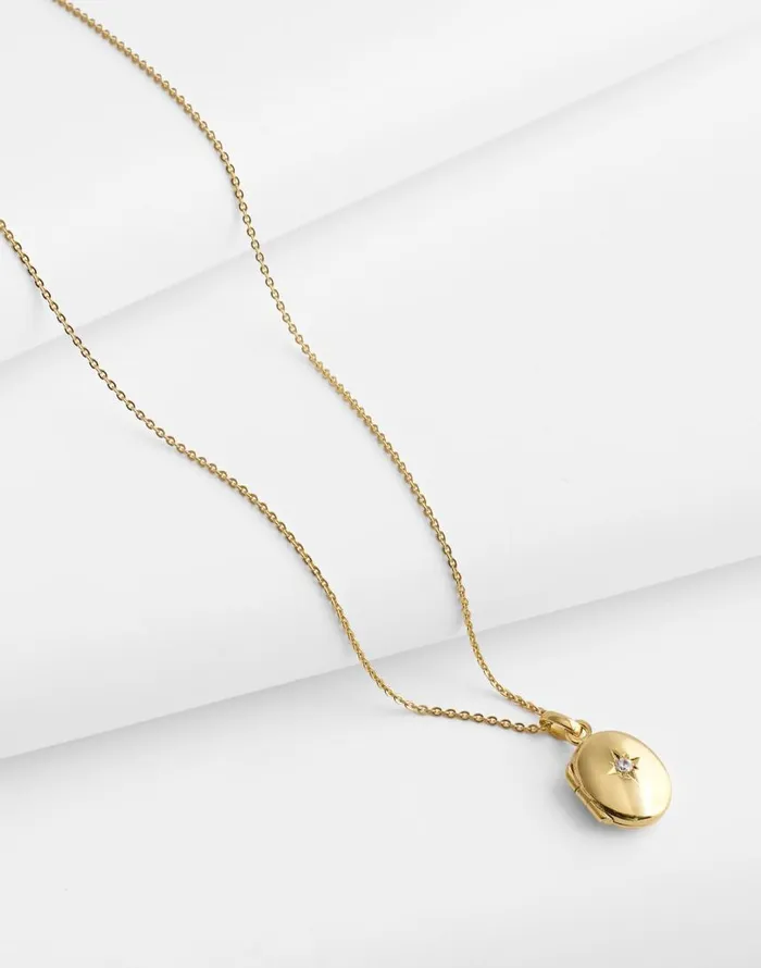 Jewelry Women Madewell DemiFine Oval Locket Necklace 14k Gold