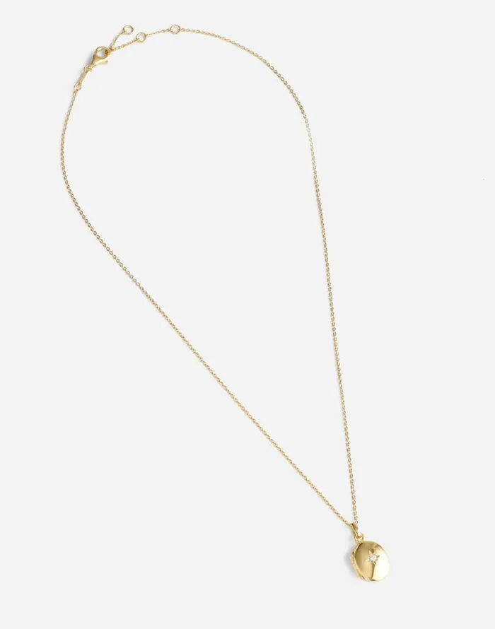 Jewelry Women Madewell DemiFine Oval Locket Necklace 14k Gold