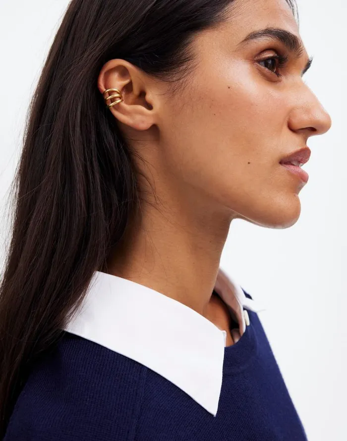 Jewelry Women Madewell Triple Ring Ear Cuff Vintage Gold