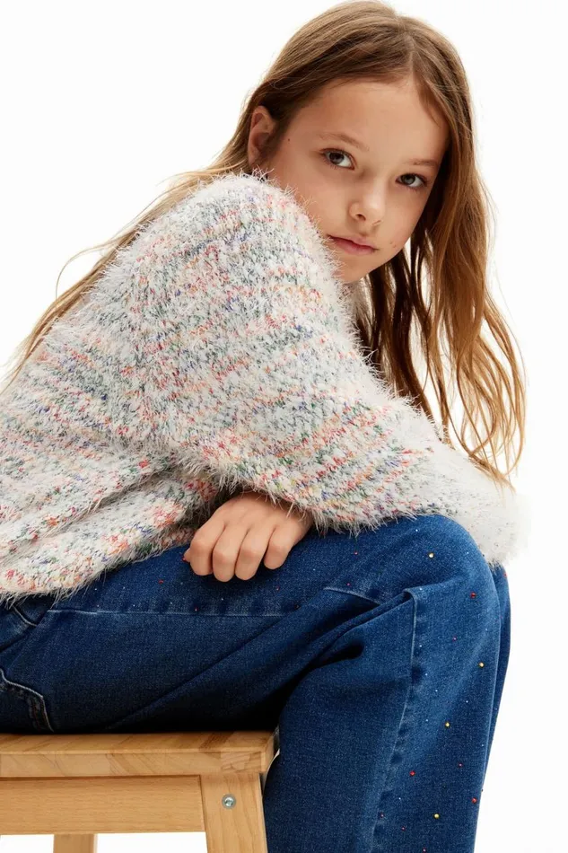 Jumpers And Sweatshirts Kids Desigual Marled Sweater White