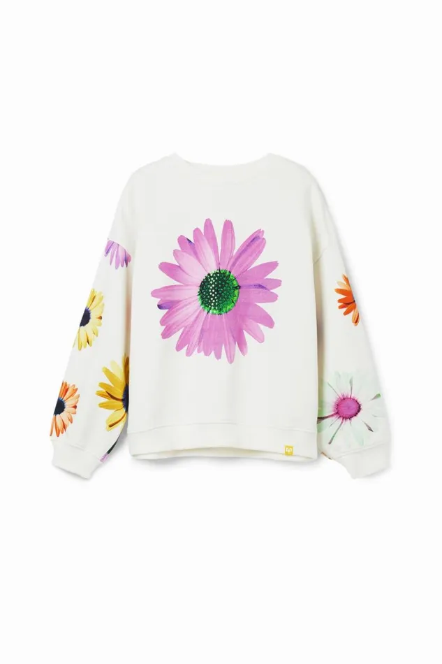 Jumpers And Sweatshirts Kids Desigual Oversize Daisy Sweatshirt White