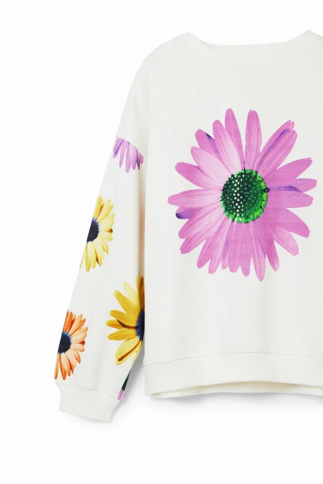 Jumpers And Sweatshirts Kids Desigual Oversize Daisy Sweatshirt White