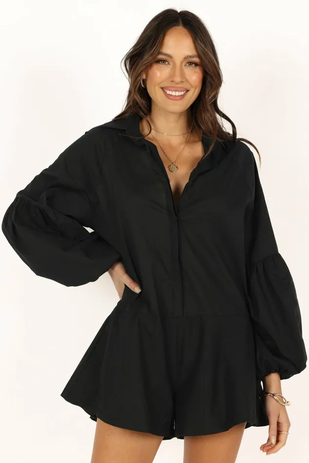 Jumpsuits and Rompers Elsa Romper Black 8211 Petal and Pup Women