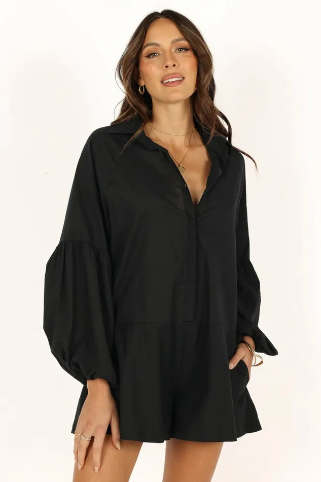Jumpsuits and Rompers Elsa Romper Black 8211 Petal and Pup Women