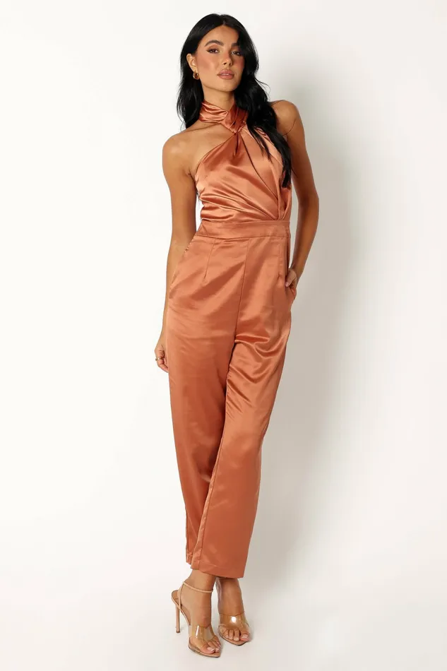 Jumpsuits and Rompers Petal and Pup Women Maya Halter Jumpsuit Brown