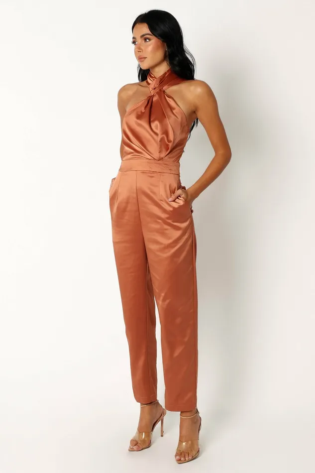 Jumpsuits and Rompers Petal and Pup Women Maya Halter Jumpsuit Brown