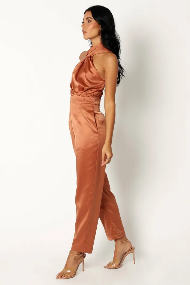 Jumpsuits and Rompers Petal and Pup Women Maya Halter Jumpsuit Brown