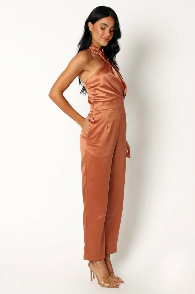 Jumpsuits and Rompers Petal and Pup Women Maya Halter Jumpsuit Brown
