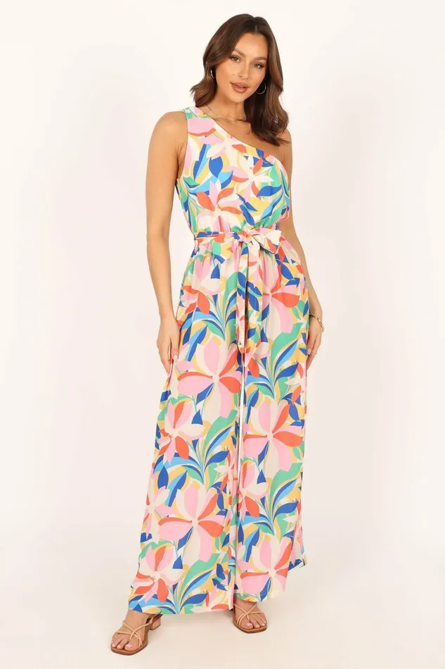 Jumpsuits and Rompers Women Belinda One Shoulder Jumpsuit Floral Petal and Pup