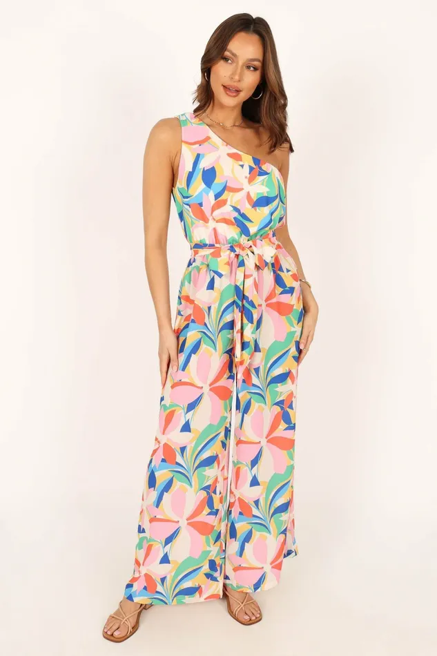 Jumpsuits and Rompers Women Belinda One Shoulder Jumpsuit Floral Petal and Pup