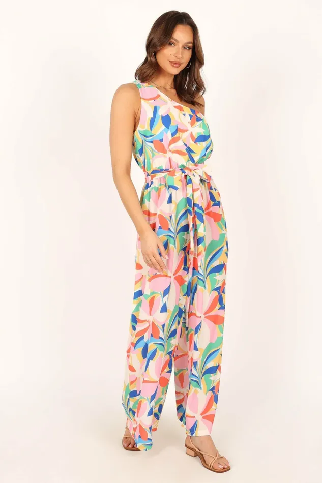 Jumpsuits and Rompers Women Belinda One Shoulder Jumpsuit Floral Petal and Pup