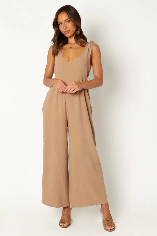 Jumpsuits and Rompers Women Petal and Pup Ayla Linen Jumpsuit Mocha