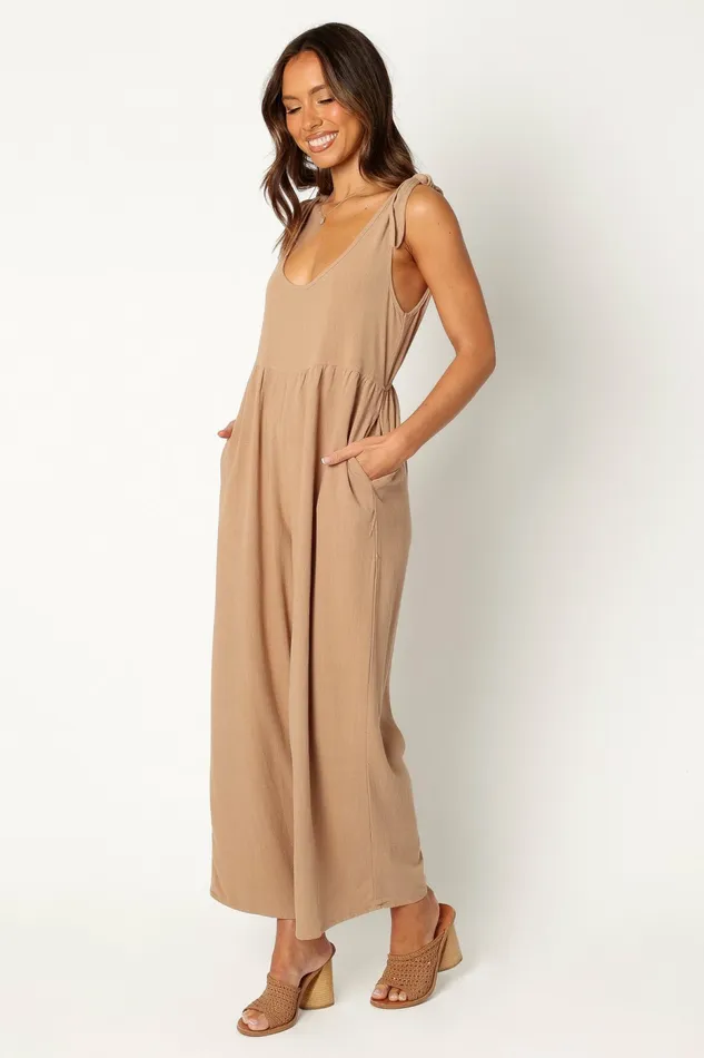 Jumpsuits and Rompers Women Petal and Pup Ayla Linen Jumpsuit Mocha