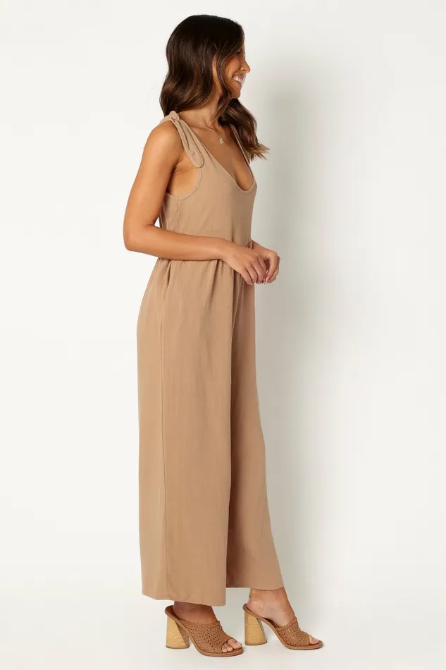 Jumpsuits and Rompers Women Petal and Pup Ayla Linen Jumpsuit Mocha