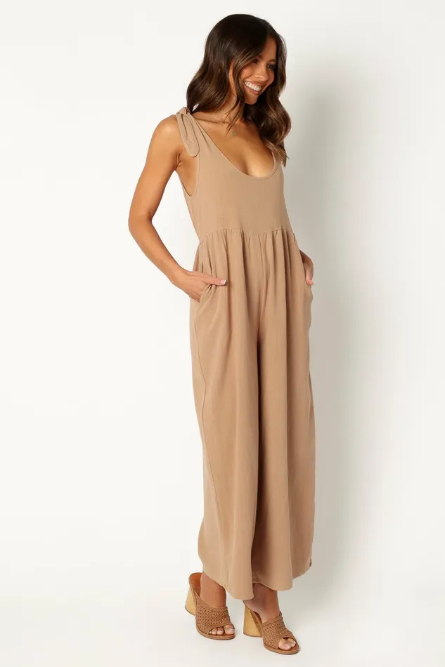 Jumpsuits and Rompers Women Petal and Pup Ayla Linen Jumpsuit Mocha