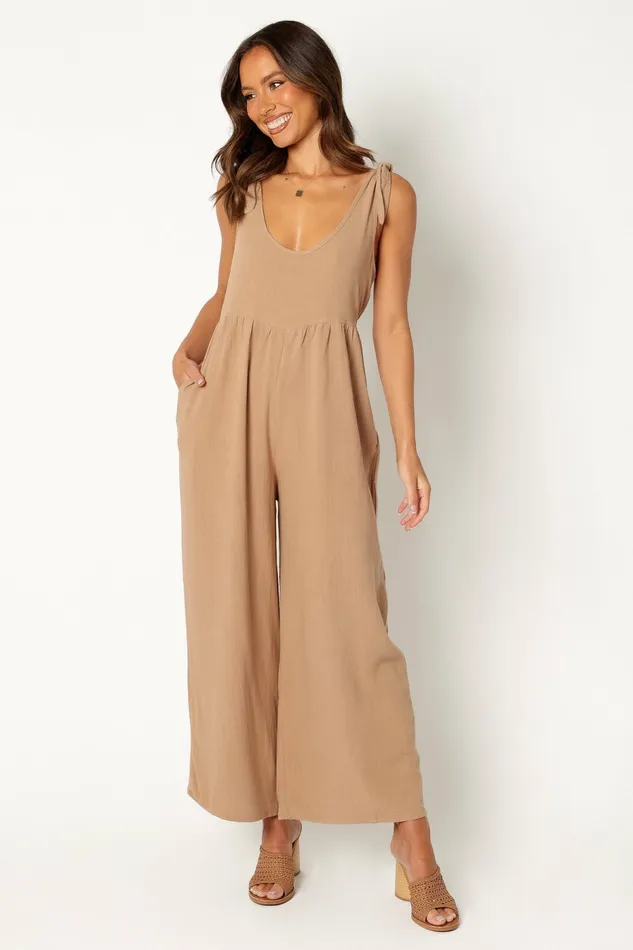 Jumpsuits and Rompers Women Petal and Pup Ayla Linen Jumpsuit Mocha
