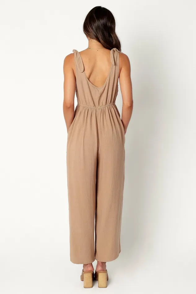 Jumpsuits and Rompers Women Petal and Pup Ayla Linen Jumpsuit Mocha