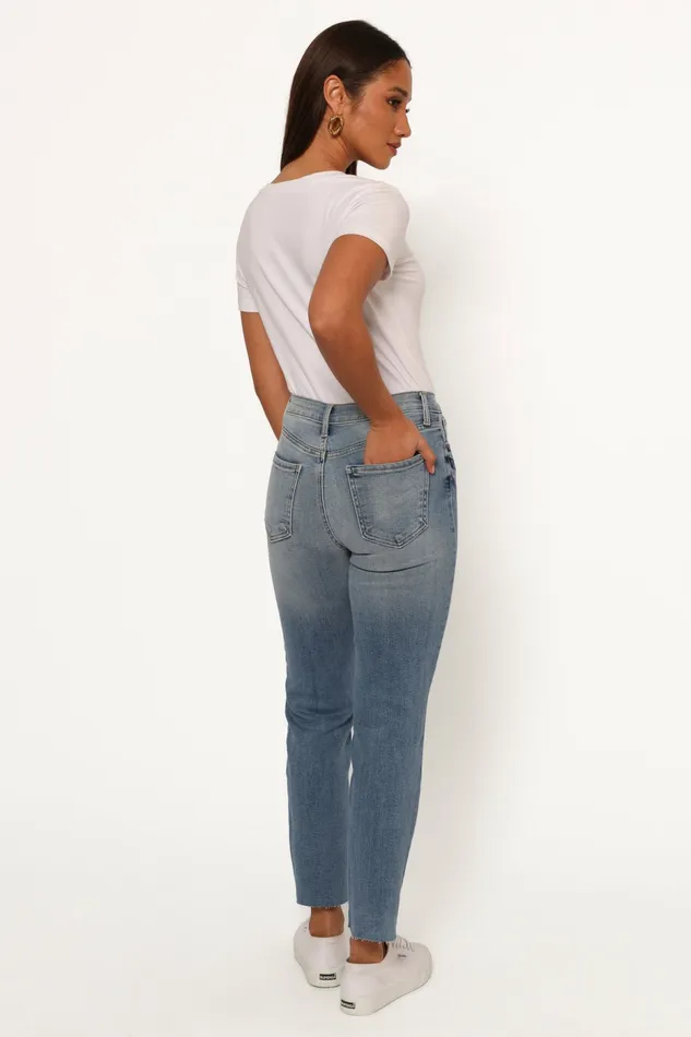 Just Black Distressed Slim Leg Jean Light Denim Women Denim Petal and Pup