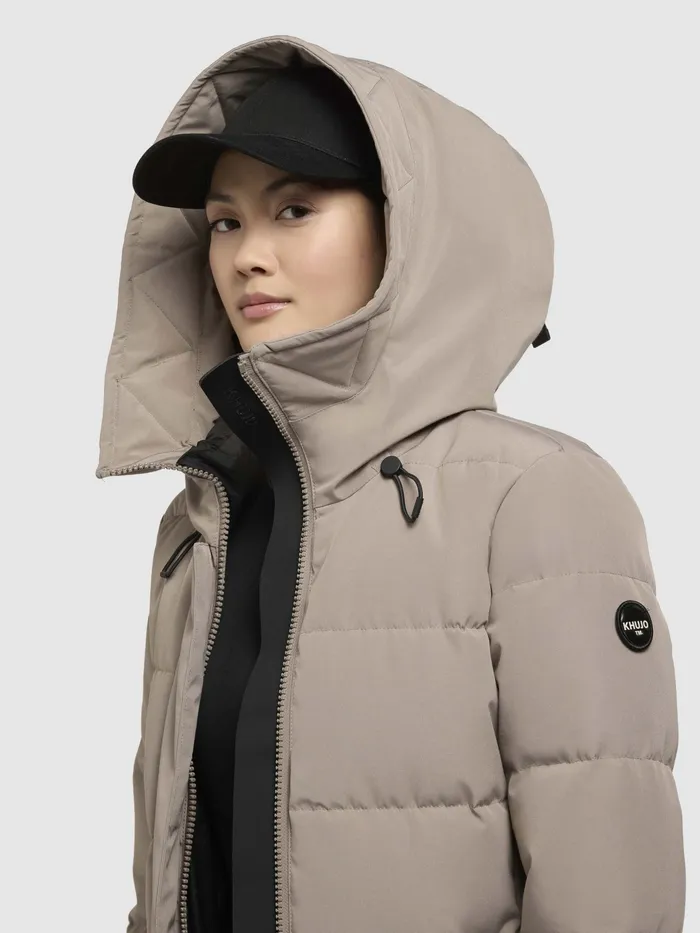 KHUJO Mantel DEVION Graubeige Graubeige Women Quilted Coats