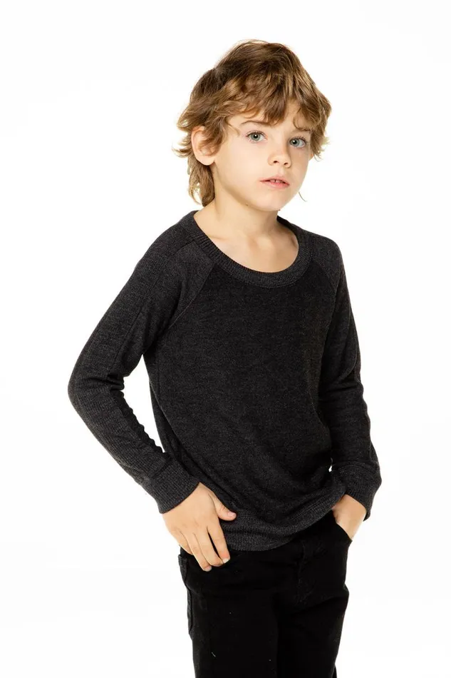 Kids Chaser Brand Boys Boys Cozy Knit Long Sleeve Rib Panel Raglan Pullover