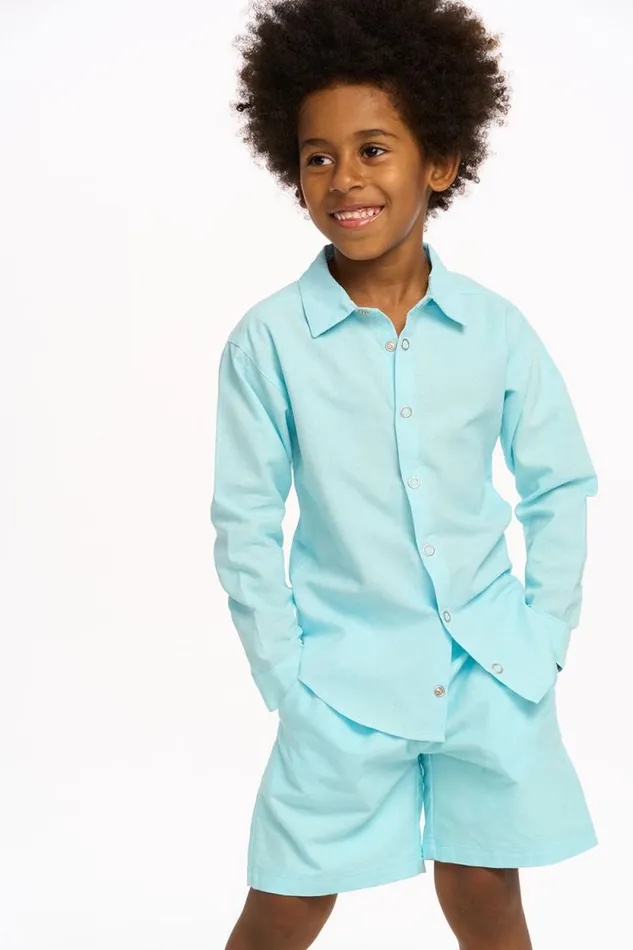 Kids Chaser Brand Boys Nichola Long Sleeve Button Down 8211 Clear Blue