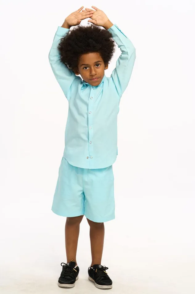 Kids Chaser Brand Boys Nichola Long Sleeve Button Down 8211 Clear Blue