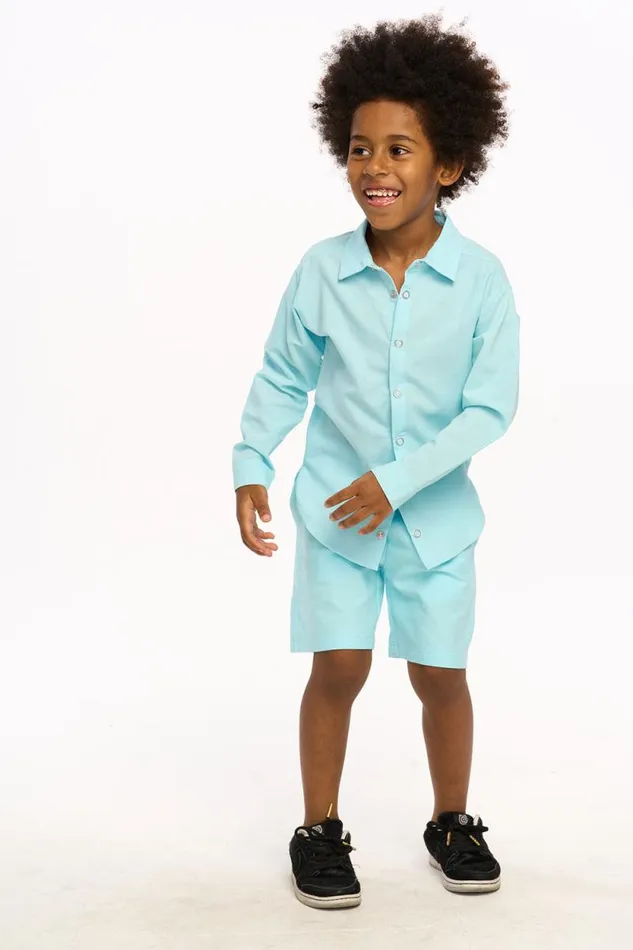 Kids Chaser Brand Boys Nichola Long Sleeve Button Down 8211 Clear Blue
