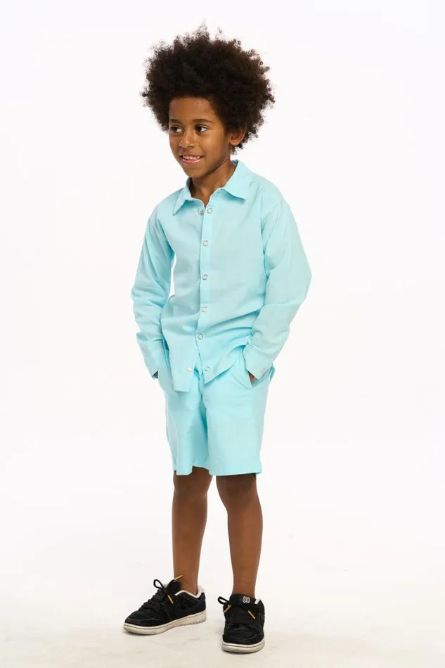 Kids Chaser Brand Boys Nichola Long Sleeve Button Down 8211 Clear Blue