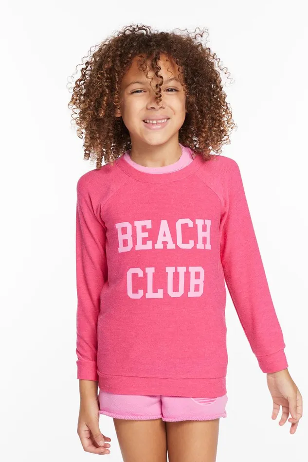 Kids Chaser Brand Girls Beach Club Girls Cozy Knit Raglan Pullover